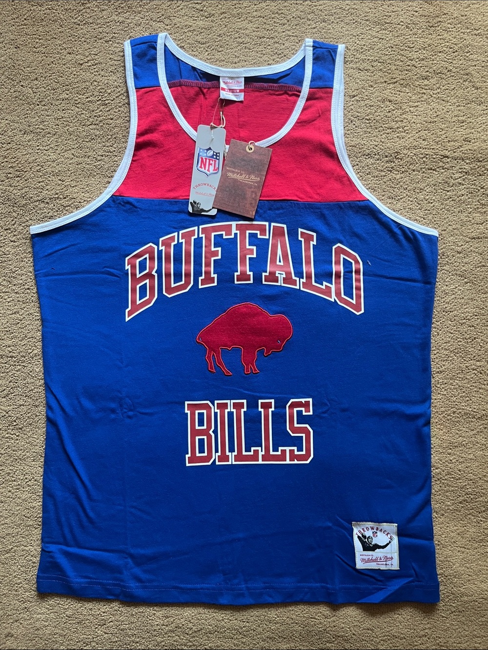 Mitchell & Ness Royal Blue and Red Buffalo Bills Tank Top
